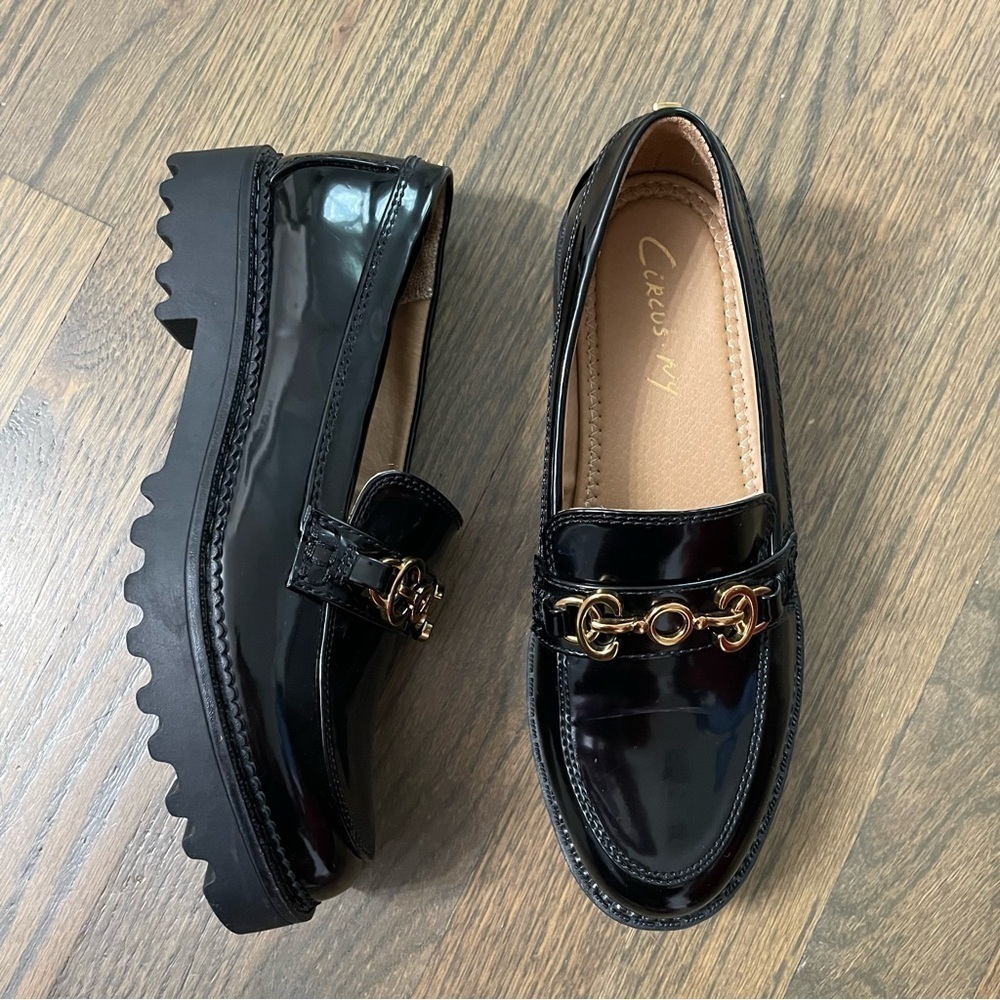 Circus NY by Sam Edelman Deana Loafer Black Patent Slip-On Shoes Women's Sz 6